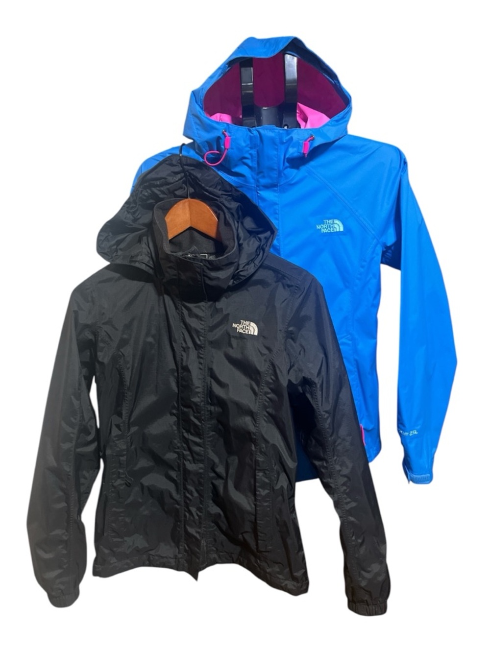 $45 for 2.The North Face Women's Waterproof/Windbreaker Jackets.Blue-S; Black-XS
